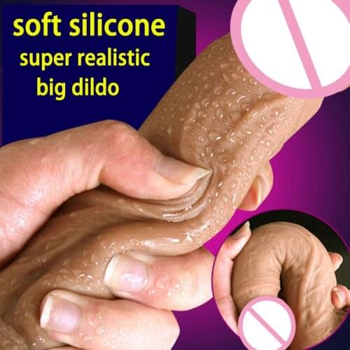 Super Realistic Soft Silicone Dildo Suction Cup Male Artificial Penis Dick Woman Masturbator Adult Sex Toys Dildos For Women