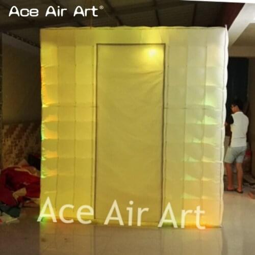 High quality led lighting spotlights inflatable photo booth with 1 door and removable sticker curtain for South America
