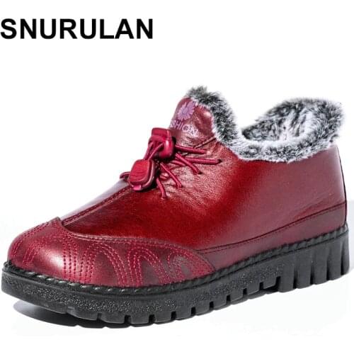 SNURULAN 2021 Winter Boots for Women Waterproof Snow Boots Casual Winter Shoes Ankle Boots PU Leather women shoes slip on