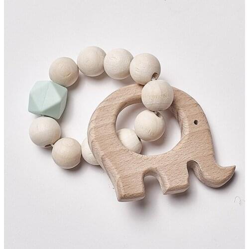 1PC Wooden Teether Baby Hedgehog Crochet Beads Wood Crafts Ring Engraved Bead Baby Teether Wooden Toys For Baby Rattle