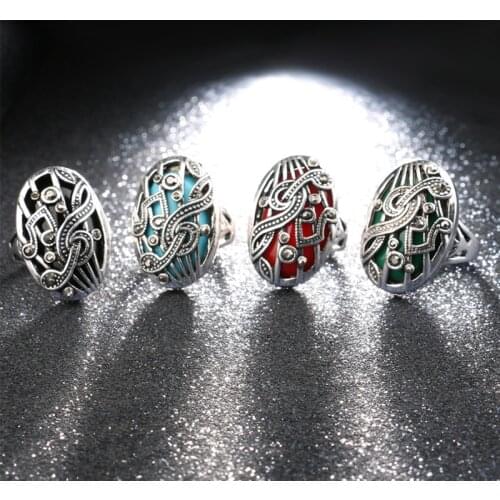 1PC Vintage Big Oval Finger Rings Hollow Out Double-deck Music Note High Quality Free Shipping Womens Jewelry Wedding Female