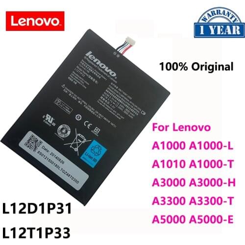 100% Original 3650mAh Battery L12D1P31 L12T1P33 For Lenovo IdeaTab lepad A1000 A1010 A5000 A3000 A3300 A5000 Batterie Batterij