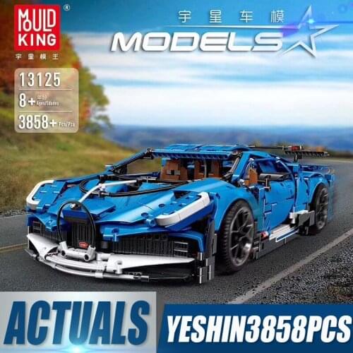 MOULD KING 13125 High-Tech Car Toys The RC APP Motorized Blue Racing Car Set Assembly Model Kids Christmas Gifts Building Blocks