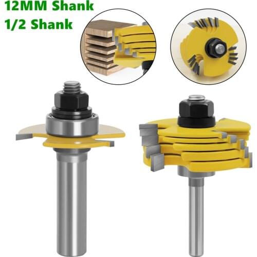 2pcs 12mm 1/2 Shank Slot Knife Cutters 3 Wing Router Bits Set 7pcs Blade Cemented Carbide Milling Cutter for Wood