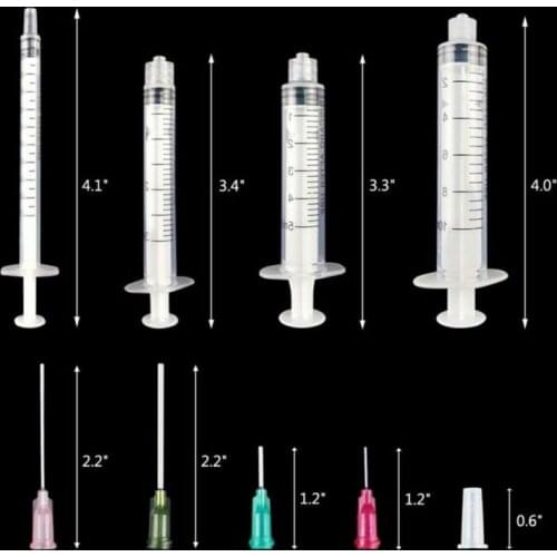 20 Pcs Pack 1ml 3ml 5ml 10ml Disposable Syringes Blunt Tip Needle + Caps 14G 18G 20G 25G 20PCS