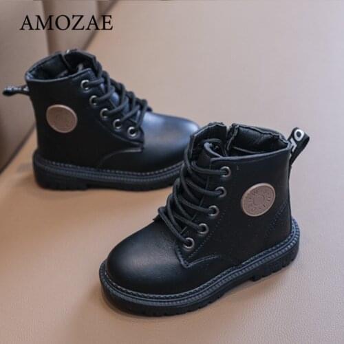 2020 Winter New Childrens Plus Velvet Boots For Boys and Girls British Style Warm Martin Boots Baby Soft-soled Short Boots