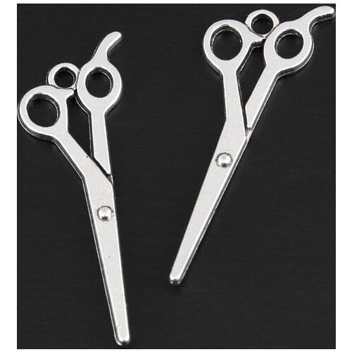 50pcs Silver Color 30x11mm Scissors Charms Scalpel Tool Pendant Fit DIY Jewelry Making Handcrafted Accessories