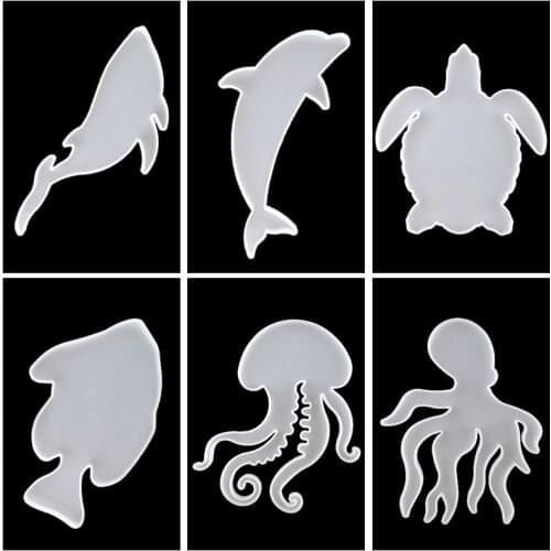 6PCS Ocean Turtle Octopus Coaster Silicone Mold for DIY Epoxy UV DIY Resin Craft Home Decoration Handmade Tools