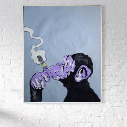 Abstract Cartoon thinking Gorilla Hand painted Oil Painting On Canvas Paintings Wall Decoration For Room Wall Art Decor 50x60cm