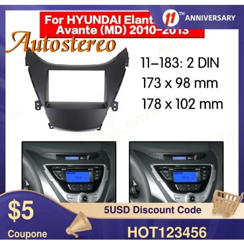 Car Dash Frame Radio Fascia for Hyundai Elantra 2010 2DIN AutoStereo Panel kit CD Trim Installation Top Car Detector