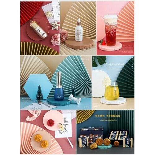 Hot Sales Paper Folding Fan 13 Colors Background Paper Decoration Photo Background Photography Shooting Props