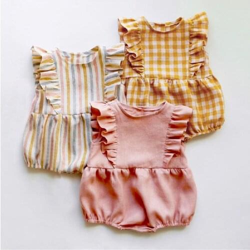 Summer Baby Clothes Girl Cute Cotton Baby Jumpsuit Solid for 0-24Months Infant Baby Girl Romper Outfit Newborn Baby Clothes