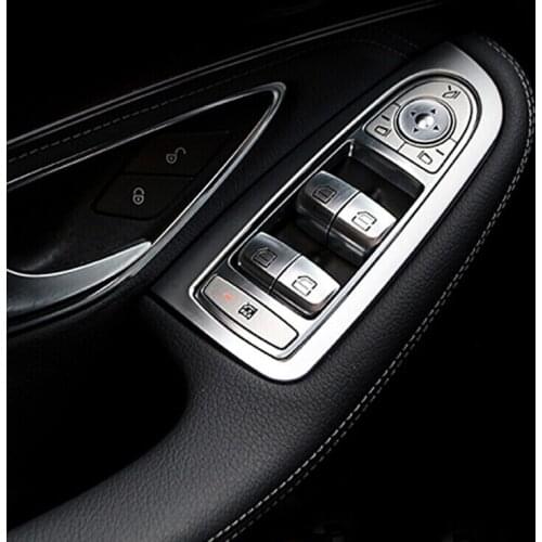 For Benz GLC 2016 2017 X205 ABS Chrome Stainless Steel Armrest Door Window Lifter Adjustment Switch Button Knob Cap Trim
