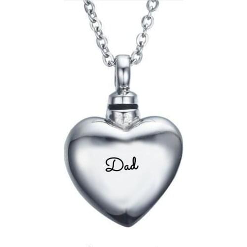 Hot Sale Stainless Steel Cremation Jewelry Heart Ash Pendant Urn Necklace Memorial Keepsake For Mom/Dad/Son