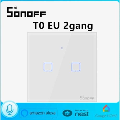 Sonoff T0EU2C Light Switch Wi-Fi Wall Switch Wifi/APP Remote 86 type Compatible with Alexa and Google Home Voice Control