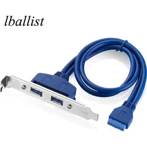 Lballist 50cm 20Pin Header to Dual USB 3.0 Female Cable Back PCI Panel Bracket For Desktop Computer