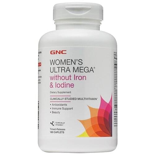 WOMENS ULTRA MEGA 180 Caplets WITHOUT IRON and Iodine Multivitamin - Antioxidants -support bone health cell protection