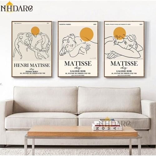 NHDARC Canvas Painting Posters And Prints Matisse Abstract Vintage Beige Wall Art Pictures For Living Room Home Decoration