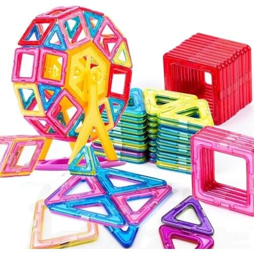 10-168pcs DIY Magnetic Designer Magnetic Construction Building Blocks Set Magnet Tiles Educational Toys For Children Gift