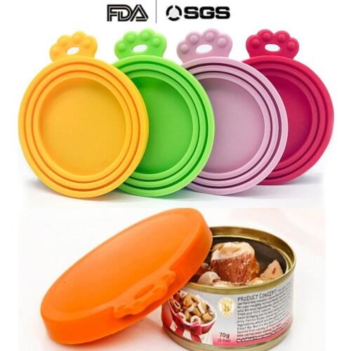 3 In 1 Colorful Silicone Can Lid Food Tin Cover Cans Cap Pet Can Box Keep Fresh Hot Kitchen Supply Cover Reusable Food Storage