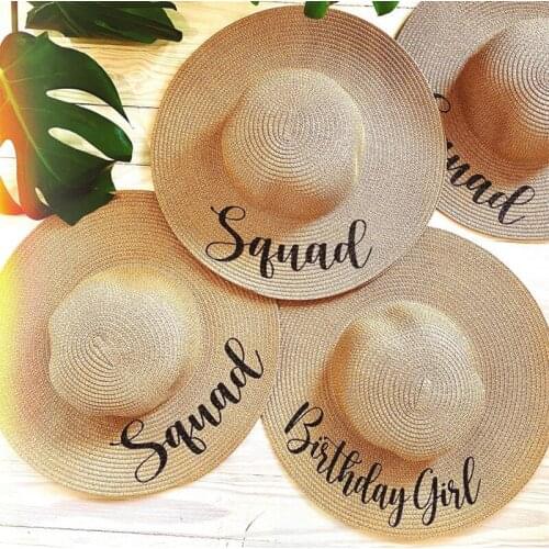 Birthday Girl squad summer beach floppy hat 16th 18th 20th 21st 30th 40th Party travel pool Decoration gift present Photo props