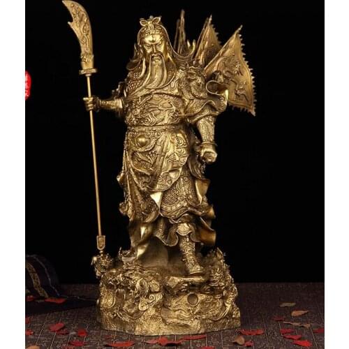 Copper Statue A large bronze statue of Guan Gong Guan copper ornaments Zhaocai handicraft Buddha martial god of wealth