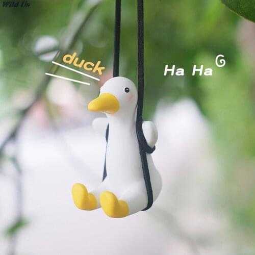 Cute Little Duck Car Pendant Decoration Little Duck Swing Auto Rearview Mirror Pendant For Car Goods Interior Accessories 1 Set