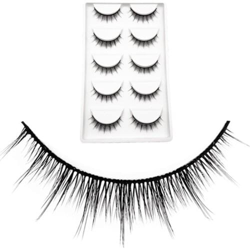 Natural Long Cosplay Makeup Cross Strip False Eyelashes Black Eye Lashes 5pair