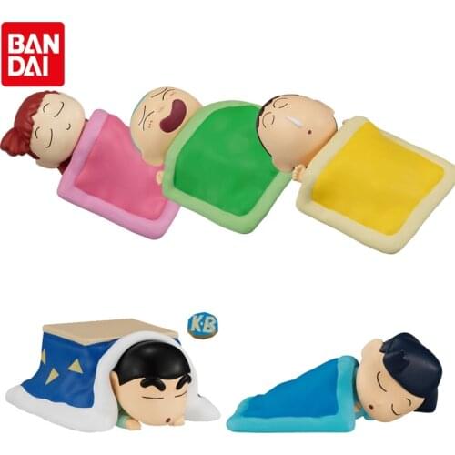 Bandai Genuine Gacha Crayon Shin-chan Sleepping Doll Nohara Shinnosuke Sakurada Nene Toru Kazama Action Figure Model Toys
