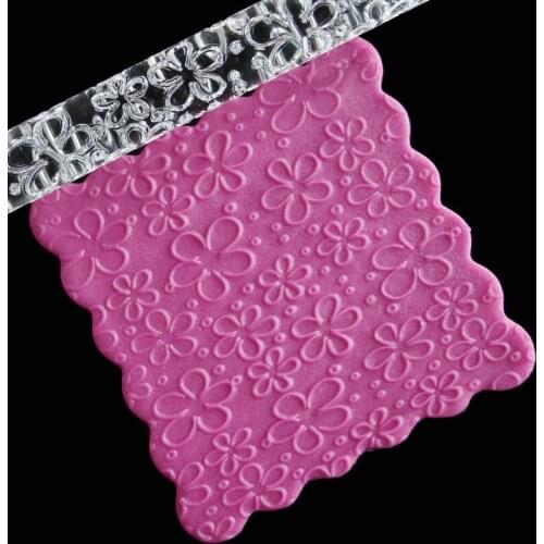 Gift Flower Shape Embossing Rolling Pins Cake Decorating Tool Fondant Rolling Pins Cake Sugarcraft Embossing Cake Tools