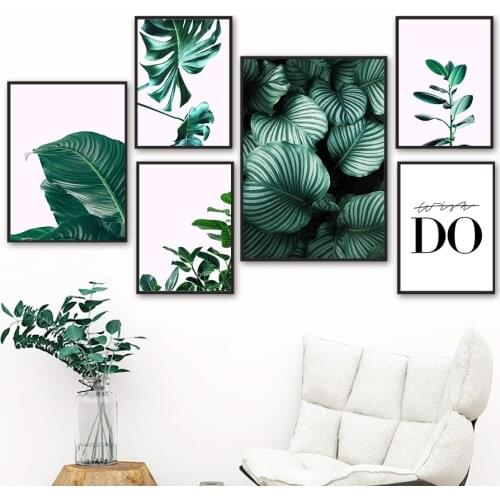 Plantain Turtleback Maranta Quote Plant Wall Art Canvas Painting Nordic Poster And Prints Wall Pictures For Living Room Decor