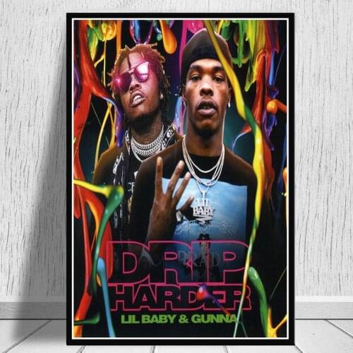 Poster Prints Lil Baby Gunna Drip Hip Hop Rap Music Singer Star Album Painting Art Wall Pictures For Living Room Home Decor