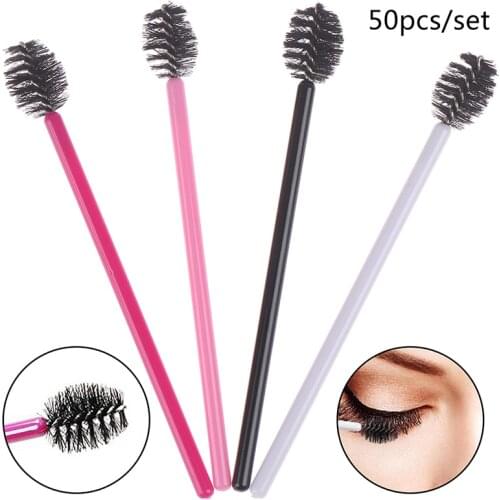 Hot 50pcs Women Makeup Beauty Tools Disposable Eyelash Brush Comb Mascara Wands Eye Lashes Extension Individual Applicator