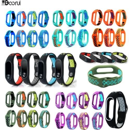 Hot newest Miband 2 strap Silicone Dual Color mi 2 wristband replacement wrist strap for xiaomi mi2 smartband with varied color