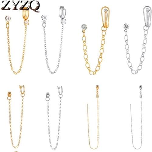 ZYZQ Simple One-Piece Earrings Ear Clip Fashion Single Tassel Chain Earrings Summer Couple Accessories