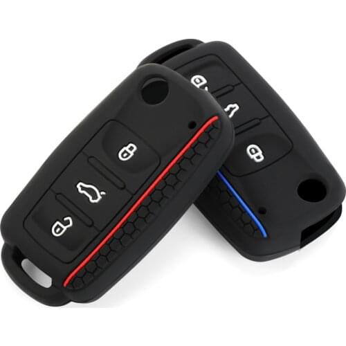 Silicone Car Key Case For VW POLO Bora Beetle Tiguan Passat Golf Jetta Eos For SKODA Fabia Octavia Remote Fob Shell Cover