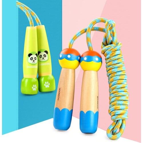 Skipping Rope Cartoon Animal Adjustable Skipping Jump Rope with Wooden Handle Exercise Tool Kids Fitness Tool