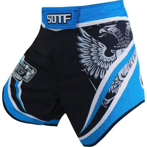 SOTF MMA Black Printing Breathable Fight Fitness Short Tiger Muay Thai Kickboxing Sanda Boxing Clothing Training Short mma short