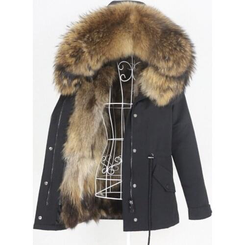 MENINA BONITA 2021 Waterproof Parka Real Fox Fur Coat Natural Raccoon Fur Collar Winter Jacket Women Warm Outerwear Removable