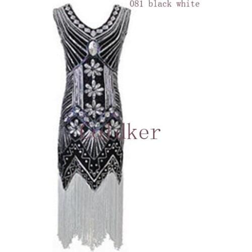 Plus Size xxxxl xxxl Womens Sexy Sequins Hand-Woven Dress 1920 Retro Party Bride Bridesmaid V-Neck