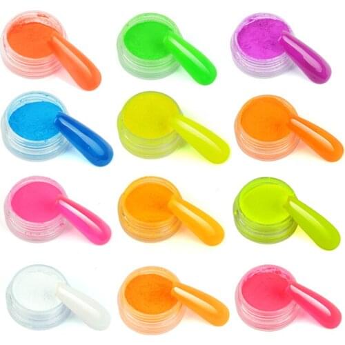 ZKO 1 Box Neon Pigment Powder Nail Fluorescence Gradient Glitter Summer Shinny Dust Ombre DIY Nail Art Decor Manicure