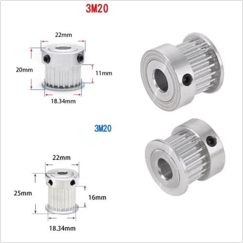1Pcs K-type 12-18 Teeth 3M Timing Belt Pulley Slot Width 11mm/16mm Bore 3mm-10mm For 10mm/15mm Belt CNC Machine/Step Motor