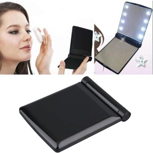 1Pcs with 8 LED Foldable Lights Lamps Women Makeup Mirrors Lady Cosmetic Hand Folding Portable Compact Pocket Mirror