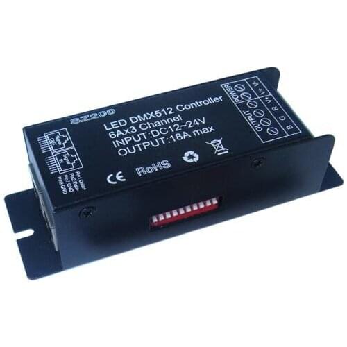 10pcs DMX512 LED Controller Decoder & Driver 3 channel 18A LED RGB Controller PWM DC12V 24v DMX Controller for RGB Strip module