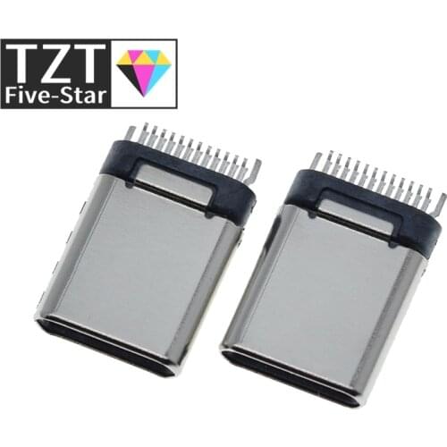 10pcs/lot USB 3.1 Type-C SMT 24P 30V 2A Micro USB Connectors Male Port Jack Tail Plug Socket Electric Terminals