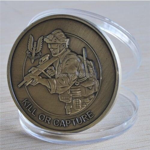 10pcs/lot free shipping ,Kill Or Capture - Special Air Service SAS Who Dares Wins - Brass Challenge Coin