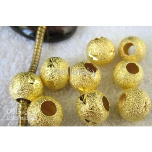 300PCS Gold plated carved stardust fit charm bracelet M7291