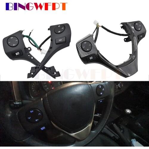 84250-02560 Buttons Bluetooth Phone Steering Wheel Audio Control Button For TOYOTA Corolla RAV4 2014 2015 Silver frame