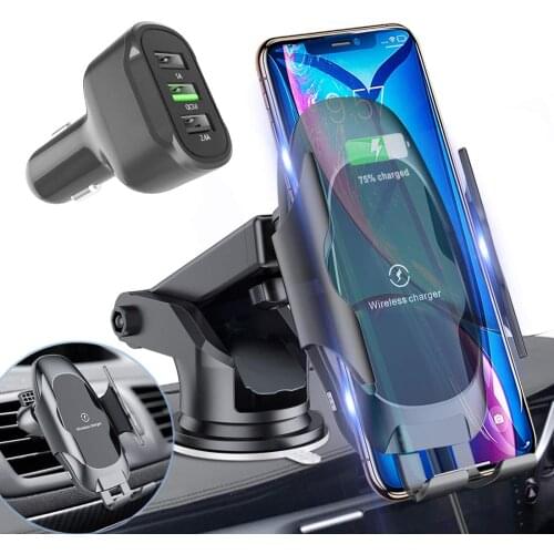 Car Charging Automatic Clamping Wireless Mount Fast Dashboard Air Vent Phone Holder with QC 3.0 Fast Charger