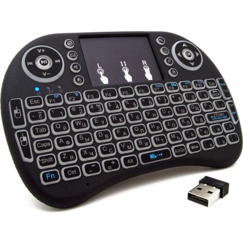 Russian Spanish French Backlight Mini Wireless Keyboard 2.4GHz Air Mouse With Touch Pad Remote Control For Android Smart TV PC